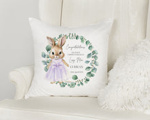 Load image into Gallery viewer, Flopsy Bunny Christening Cushion - GIRL