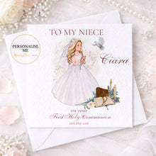 Load image into Gallery viewer, Personalised First Holy Communion Card for Niece, Cousin or Sister