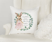 Load image into Gallery viewer, Flopsy Bunny Christening Cushion - GIRL