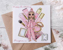 Load image into Gallery viewer, Make Up Doll Birthday Card - Style 1