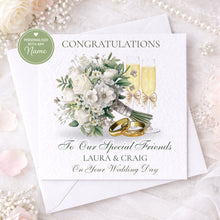 Load image into Gallery viewer, Wedding Card - Champagne with Bouquet