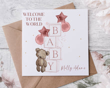 Load image into Gallery viewer, New Baby Blocks Greeting Card - Rosegold