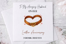 Load image into Gallery viewer, 3 year anniversary - Leather greeting card (Belt)