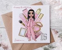 Load image into Gallery viewer, Make Up Doll Birthday Card - Style 1