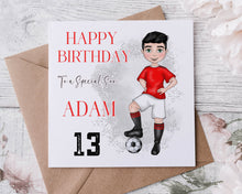 Load image into Gallery viewer, Football Boy Birthday Card  - RED