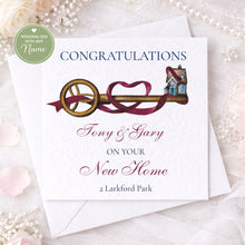 Load image into Gallery viewer, New Home Greeting Card - Burgundy Ribbon