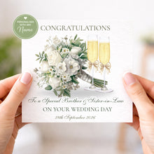 Load image into Gallery viewer, Wedding Card - Champagne with Bouquet