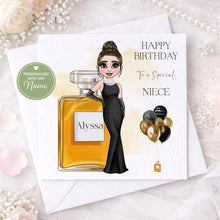 Load image into Gallery viewer, Personalised perfume birthday card with envelope