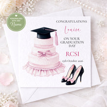 Load image into Gallery viewer, Pink Graduate Card - Mortar Board Cake