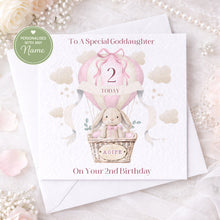 Load image into Gallery viewer, Pink Hot Air Bunny Balloon Birthday Card