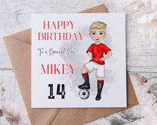 Load image into Gallery viewer, Football Boy Birthday Card  - RED