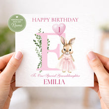 Load image into Gallery viewer, Pink Flopsy bunny birthday card