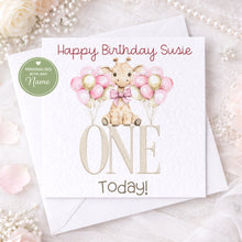 Load image into Gallery viewer, Baby Giraffe Birthday Card- Age 1-3 PINK