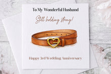 Load image into Gallery viewer, 3 year anniversary - Leather greeting card (Belt)