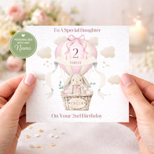 Load image into Gallery viewer, Pink Hot Air Bunny Balloon Birthday Card