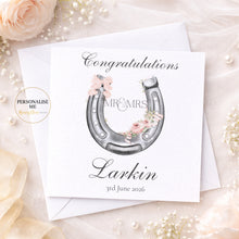 Load image into Gallery viewer, Personalised Horseshoe Wedding Card