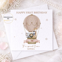 Load image into Gallery viewer, First Birthday Card- Hot Air Balloon Safari