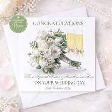 Load image into Gallery viewer, Wedding Card - Champagne with Bouquet