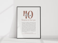 Load image into Gallery viewer, 40 Reasons Why A4/A3 Print