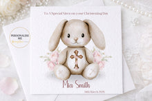 Load image into Gallery viewer, Christening Card - Pink Teddy Bunny