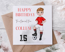 Load image into Gallery viewer, Football Boy Birthday Card  - RED