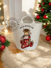 Load image into Gallery viewer, Christmas Felt Trug - Highland Cow Designs