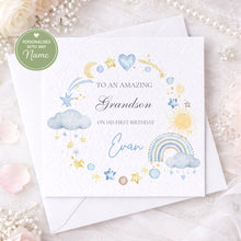 Load image into Gallery viewer, First Birthday Card - Blue toy wreath