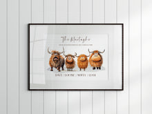 Load image into Gallery viewer, Quirky Highland Cow Family Print