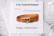 Load image into Gallery viewer, 3 year anniversary - Leather greeting card (Belt)