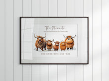Load image into Gallery viewer, Quirky Highland Cow Family Print