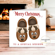 Load image into Gallery viewer, Reindeer Slippers Christmas Card