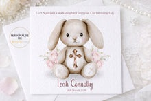 Load image into Gallery viewer, Christening Card - Pink Teddy Bunny