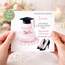 Load image into Gallery viewer, Pink Graduate Card - Mortar Board Cake