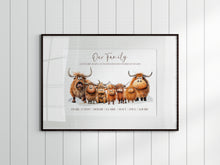Load image into Gallery viewer, Quirky Highland Cow Family Print