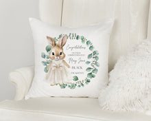 Load image into Gallery viewer, Flopsy Bunny Christening Cushion - GIRL