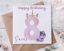 Load image into Gallery viewer, Birthday Unicorn Number Card