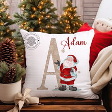 Load image into Gallery viewer, Personalised Santa Cushion With Initial
