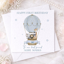 Load image into Gallery viewer, First Birthday Card- Hot Air Balloon Safari