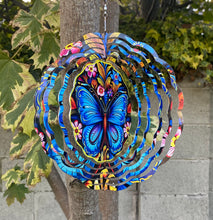 Load image into Gallery viewer, Blue Butterfly Wind Spinner