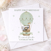 Load image into Gallery viewer, First Birthday Card- Hot Air Balloon Safari