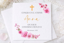 Load image into Gallery viewer, Personalized Confirmation/Communion Day Card – Floral Wreath