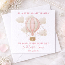 Load image into Gallery viewer, Christening/Baptism Card Hot Air Balloon Pink or Blue