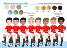 Load image into Gallery viewer, Communion Figure Personalised Card - SOCCER RED