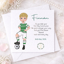 Load image into Gallery viewer, Communion Boy Personalised Card - SOCCER GREEN
