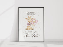 Load image into Gallery viewer, Day you were born UNFRAMED Giraffe print A4 or A3