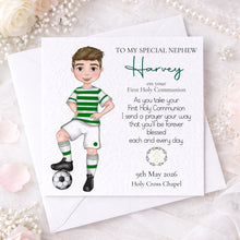 Load image into Gallery viewer, Communion Figure Personalised Card - SOCCER GREEN