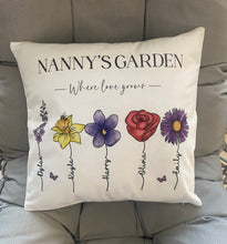 Load image into Gallery viewer, Mum's/Nana's Garden Cushion (Birth Flowers)