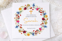 Load image into Gallery viewer, Colourful Flower Wreath Communion/Confirmation Greeting Card