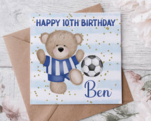 Load image into Gallery viewer, Blue Football Teddy Birthday Card