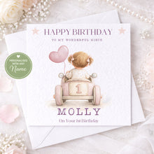 Load image into Gallery viewer, Pink Toddler Car Birthday Card - Ages 1-3